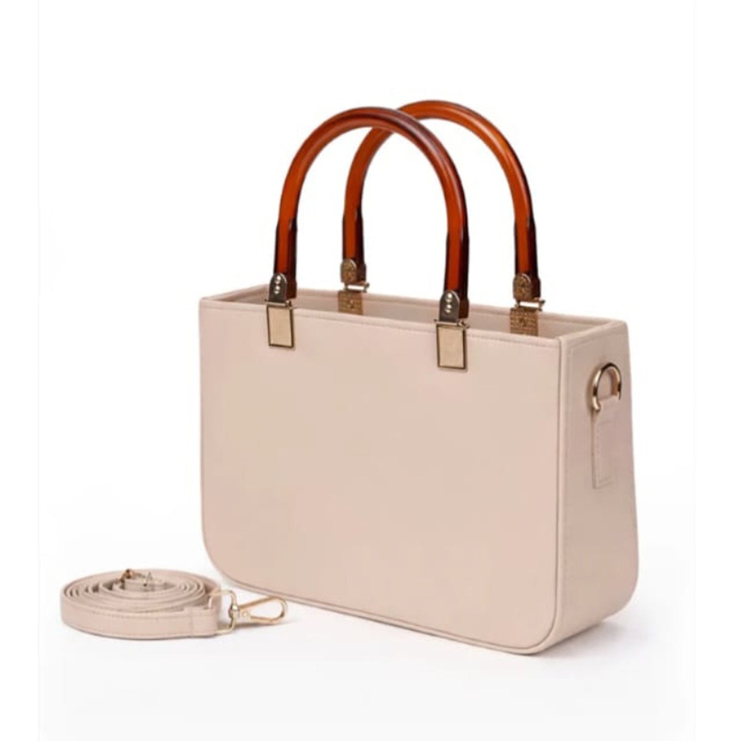 Stylish Women’s Structured Handbag with Dual Handles and Detachable Strap