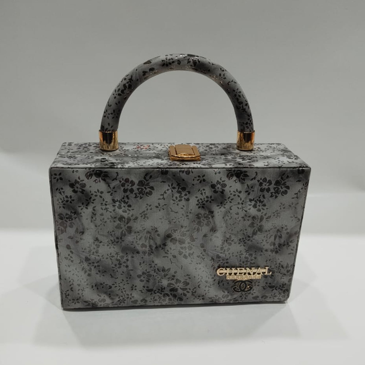 Floral Box Clutch Handbag for Women – Elegant Top Handle Party Bag