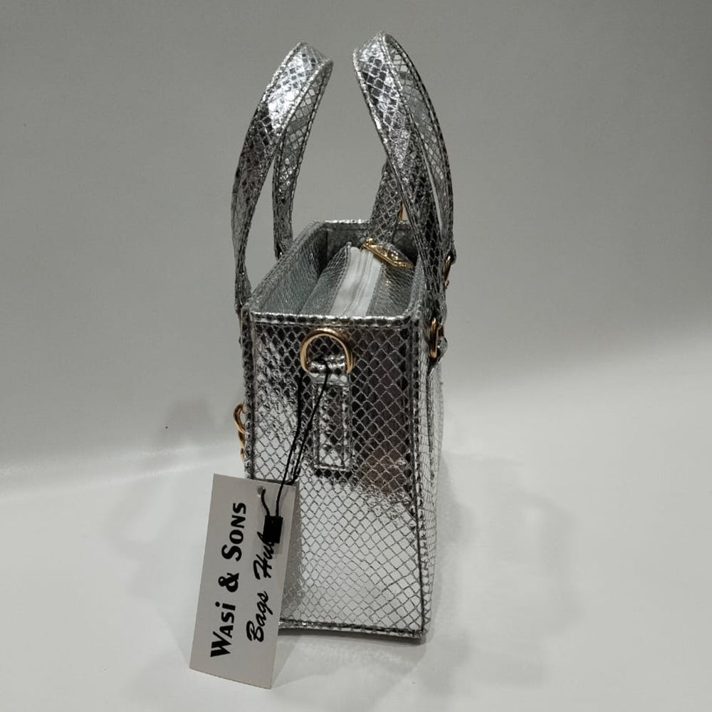 Elegant Textured Leather Handbag for Women with Chain Detail & Dual Handles