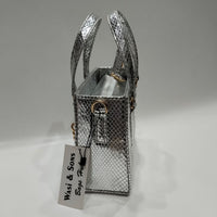 Elegant Textured Leather Handbag for Women with Chain Detail & Dual Handles