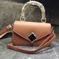 Women’s Crossbody Handbag with Top Handle and Geometric Lock Design