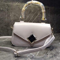 Women’s Crossbody Handbag with Top Handle and Geometric Lock Design