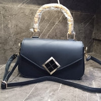 Women’s Crossbody Handbag with Top Handle and Geometric Lock Design